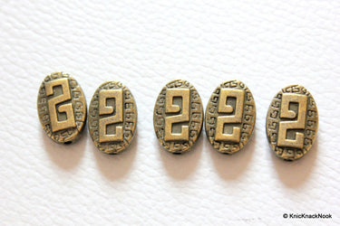 5 x Zinc Alloy Bronze Tone Oval Spacer Beads/Charms
